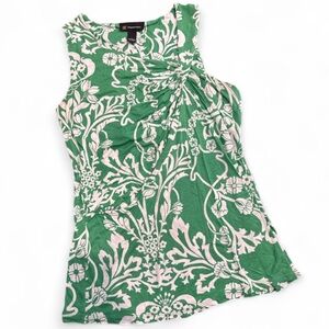 🟠 INC International Concepts Green and White Floral Tank Top Size Large